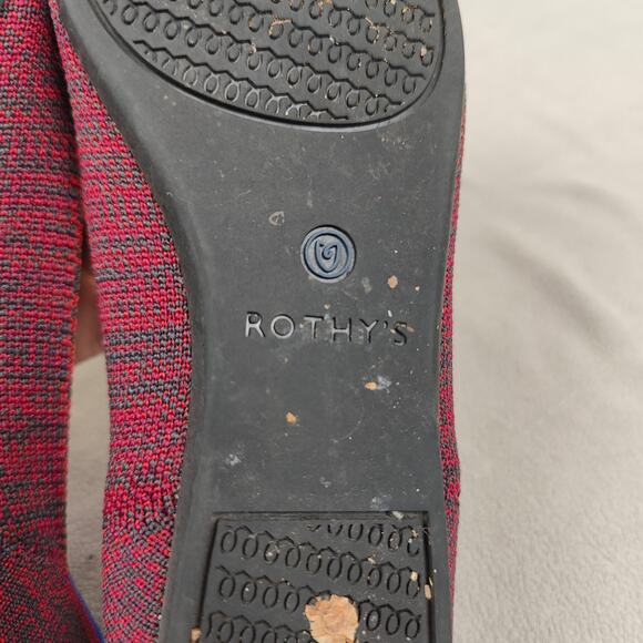 Rothy's The‎ Point Flat Womens 6 Crimson Heather Red Blue Halo Slip On Shoes - Picture 10 of 11